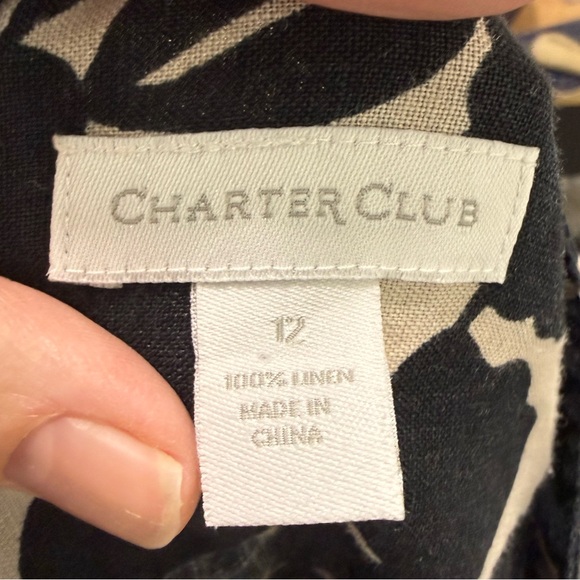 Charter Club Ombré Floral Linen Button Down Shirt - Picture 7 of 10